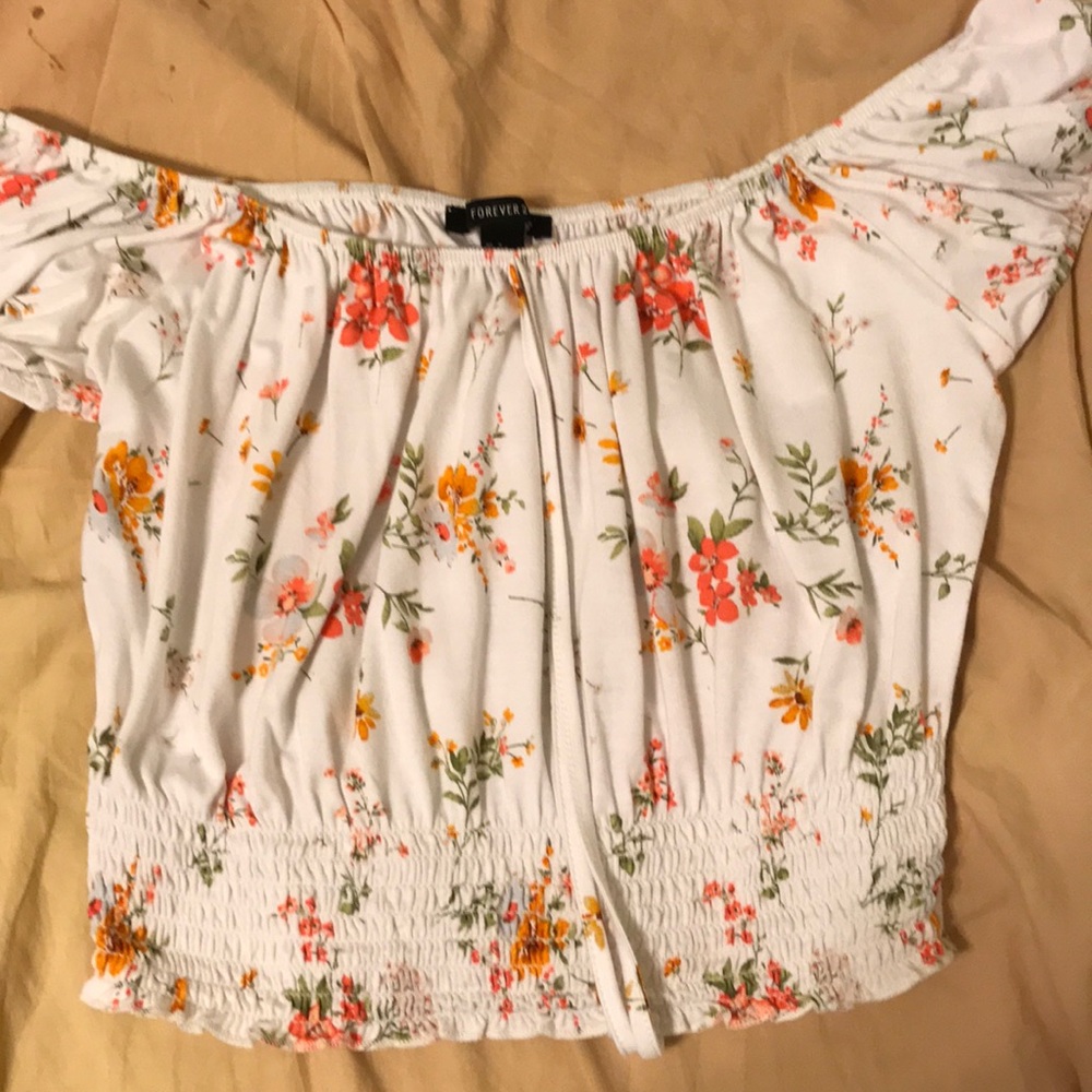 Floral off the shoulder crop top